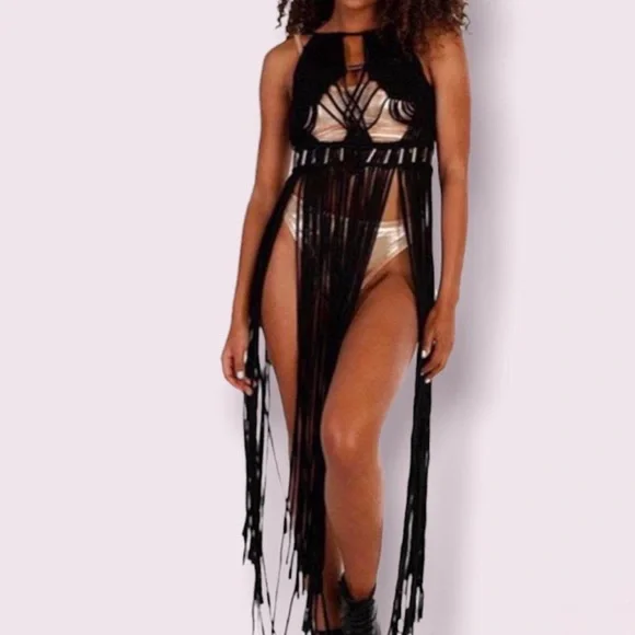 SOLD Long Fringe Festival Maxi Dress - Picture 1 of 5